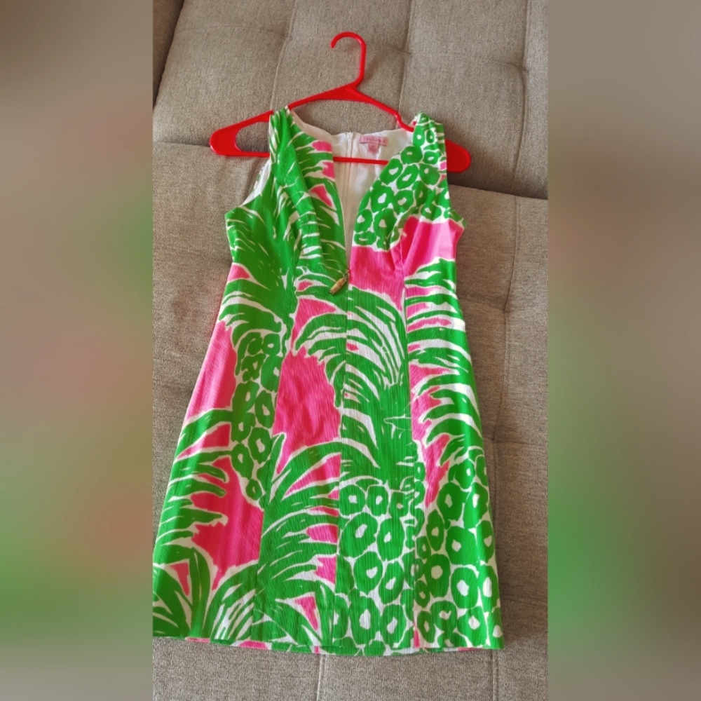 Lilly Pulitzer 00 Green/Pink Pineapple Shift  EUC